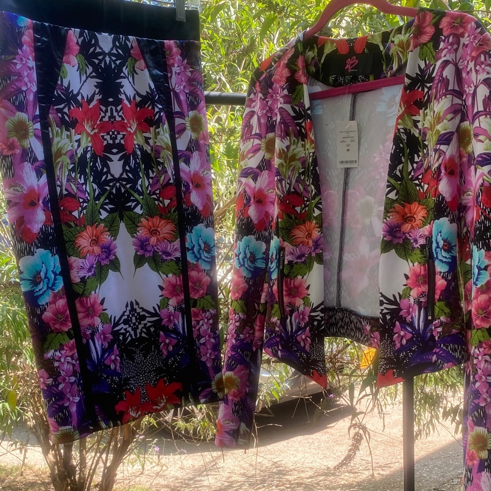 Floral Blazer and Skirt Set